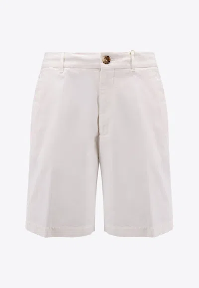Brunello Cucinelli Logo Embroidered Bermuda Shorts In White