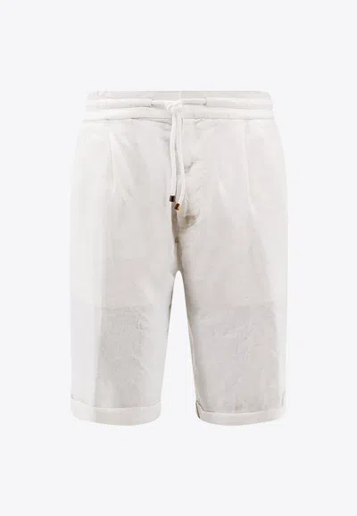 Brunello Cucinelli Logo-embroidered Bermuda Shorts In White