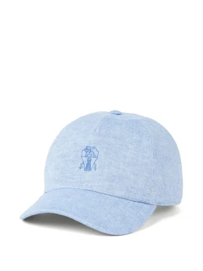 Brunello Cucinelli Logo-embroidered Cap In Blue