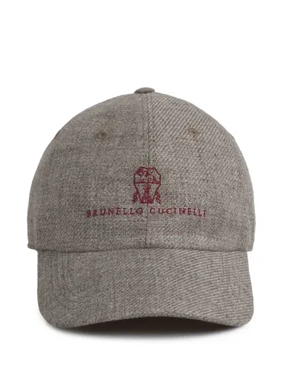 Brunello Cucinelli Logo-embroidered Cap In Braun
