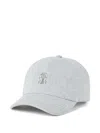 Brunello Cucinelli Logo-embroidered Cap In Grey