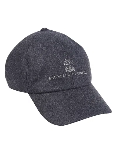 Brunello Cucinelli Logo Embroidered Cap In Grey