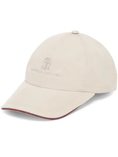 Brunello Cucinelli Water-resistant Microfibre Embroidered Baseball Cap In Brown