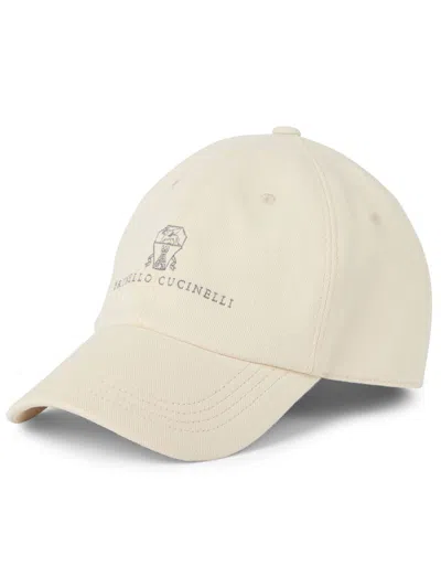 Brunello Cucinelli Logo-embroidered Cap In Neutrals