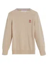 Brunello Cucinelli Logo-embroidered Cashmere Jumper In 中性色