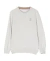 Brunello Cucinelli Logo-embroidered Cashmere Jumper In White