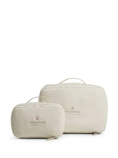 Brunello Cucinelli Logo-embroidered Cashmere Wash Bag In Neutrals