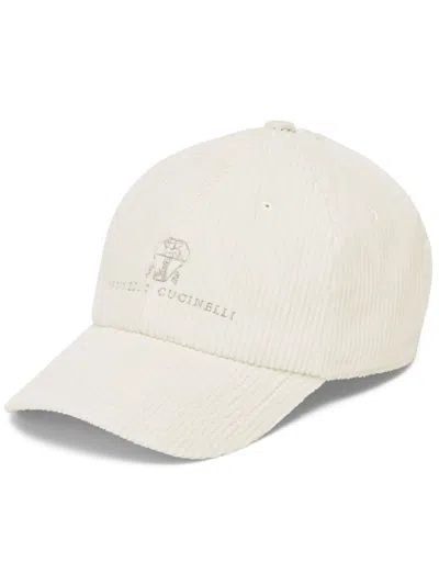 BRUNELLO CUCINELLI LOGO-EMBROIDERED CORDUROY CAP