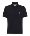 Brunello Cucinelli Midnight Polo Shirt With Buttoned Placket In Black