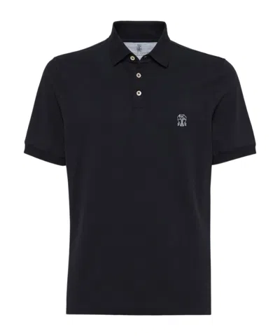 BRUNELLO CUCINELLI BRUNELLO CUCINELLI LOGO EMBROIDERED POLO SHIRT