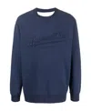 Brunello Cucinelli Logo-embroidered Cotton Sweatshirt In Blue