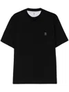 Brunello Cucinelli Logo-embroidered Cotton T-shirt In Black