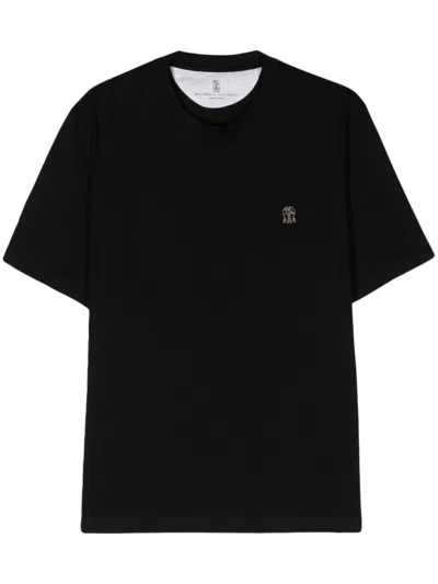 BRUNELLO CUCINELLI LOGO-EMBROIDERED COTTON T-SHIRT