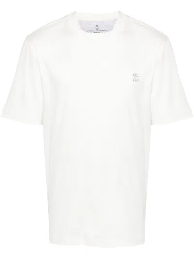 BRUNELLO CUCINELLI LOGO-EMBROIDERED COTTON T-SHIRT