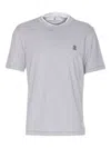 Brunello Cucinelli Layered Crewneck T-shirt Stitch Detailing In Gray