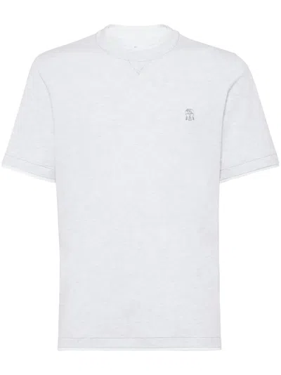 Brunello Cucinelli Logo-embroidered Crew-neck T-shirt In White