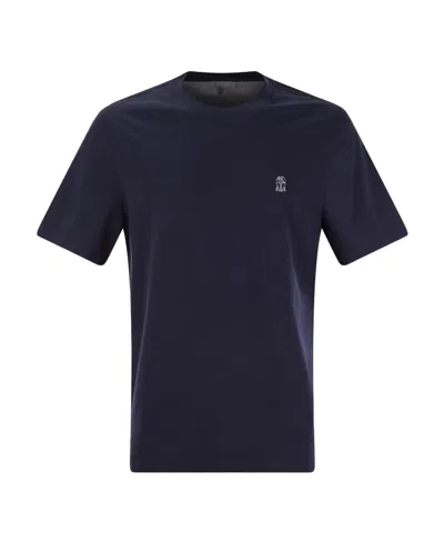 Brunello Cucinelli Logo Embroidered Crewneck T-shirt In Black