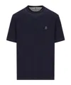 Brunello Cucinelli Short-sleeved Crew Neck T-shirt With Contrasting Stitching In Black
