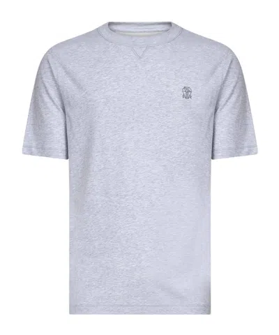 BRUNELLO CUCINELLI BRUNELLO CUCINELLI LOGO EMBROIDERED CREWNECK T-SHIRT