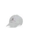 Brunello Cucinelli Logo-embroidered Curved Peak Cap In Gray