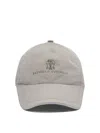 Brunello Cucinelli Lightweight Techno Fabric Cap With Tennis Print Hats In Gray