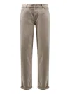 Brunello Cucinelli Logo-embroidered Five-pockets Trousers In Neutral