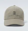 Brunello Cucinelli Logo Embroidered Gabardine Baseball Cap In Green