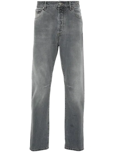 Brunello Cucinelli Logo-embroidered Jeans In Gray