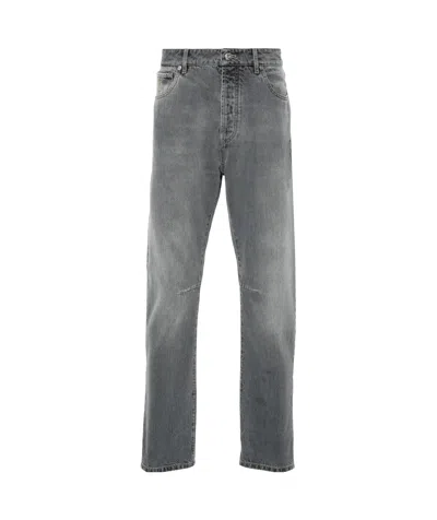 Brunello Cucinelli Logo-embroidered Jeans In Gray