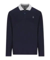 Brunello Cucinelli Logo Embroidered Long-sleeved Polo Shirt In Blue