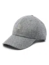 Brunello Cucinelli Virgin Wool Embroidered Baseball Cap In 灰色