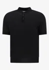 Brunello Cucinelli Polo In Misto Cotone E Lino Polo Shirts Black In Black