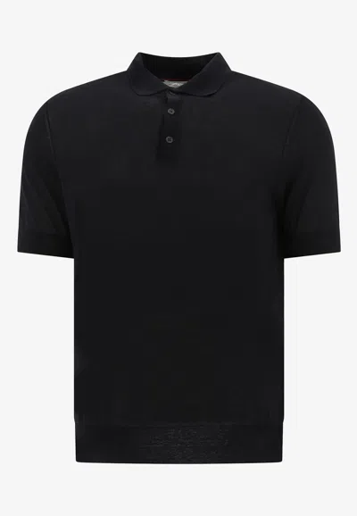 BRUNELLO CUCINELLI LOGO EMBROIDERED POLO T-SHIRT