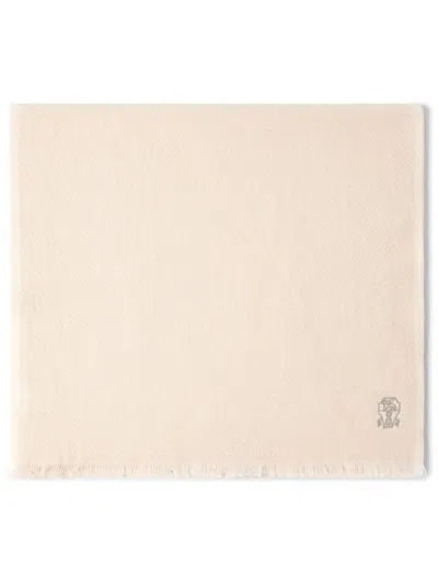 Brunello Cucinelli Cashmere Diagonal Scarf In Beige