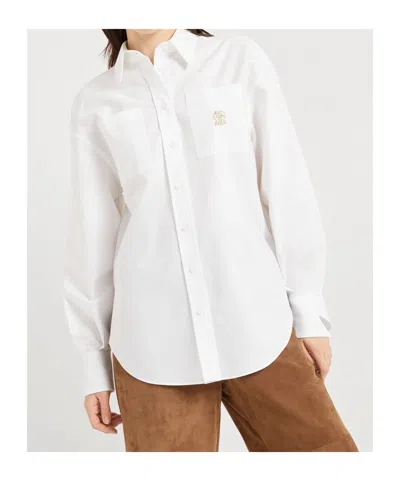 Brunello Cucinelli Logo-embroidered Shirt In White