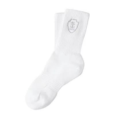 Brunello Cucinelli Logo-embroidered Socks In White