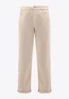 Brunello Cucinelli Men Traditional Fit Denim Trousers In Neutral