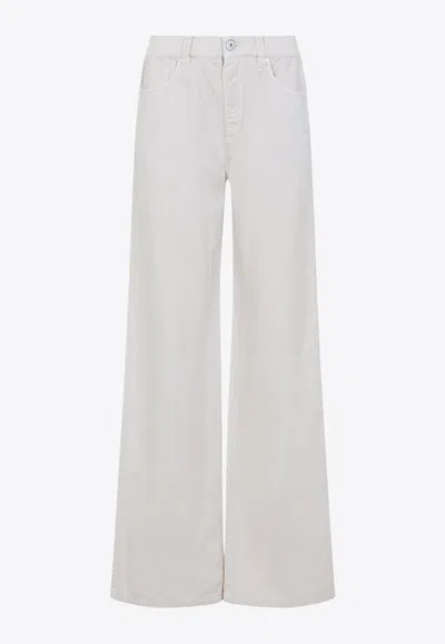 Brunello Cucinelli Logo-embroidered Straight-leg Pants In Green