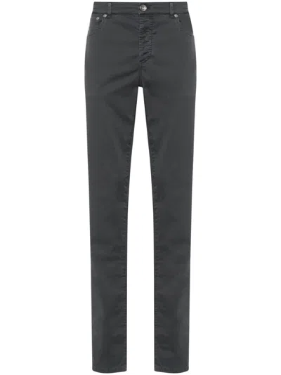 Brunello Cucinelli Logo-embroidered Straight-leg Trousers In Grey