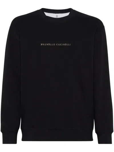 Brunello Cucinelli Logo-embroidered Sweatshirt In Black