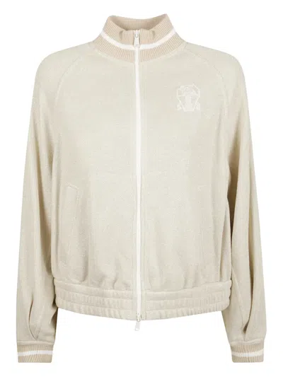 Brunello Cucinelli Logo-embroidered Sweatshirt In Neutral