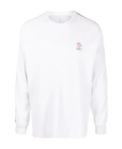 Brunello Cucinelli Logo-embroidered Sweatshirt In White