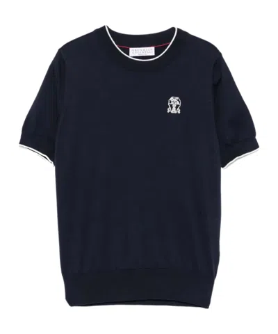 Brunello Cucinelli Logo-embroidered T-shirt In Black