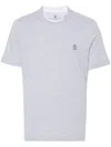 Brunello Cucinelli T-shirt Cotton Jersey Trim Contrasting In Grey