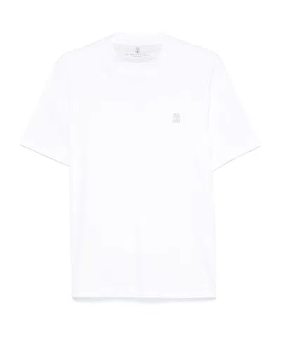 BRUNELLO CUCINELLI BRUNELLO CUCINELLI LOGO EMBROIDERED CREWNECK T-SHIRT