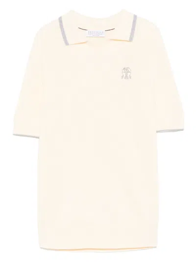 Brunello Cucinelli Kids' Logo-embroidered T-shirt In Yellow