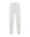 Brunello Cucinelli Logo-embroidered Tapered Cotton Jeans In White