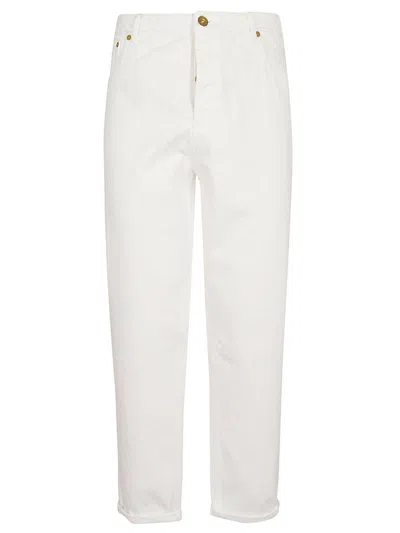 Brunello Cucinelli Logo-embroidered Tapered Cotton Jeans In White