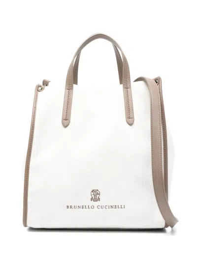 BRUNELLO CUCINELLI LOGO-EMBROIDERED TOTE BAG