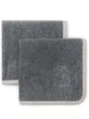 Brunello Cucinelli Logo-embroidered Towel (set Of Two) In Grey